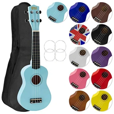 Abbildung von Mad About SU8 LBL Sopran Ukulele in Hellblau mit einer GRATIS Gigbag, Pick und Ersatzsaiten großartig für Schulen Anfänger