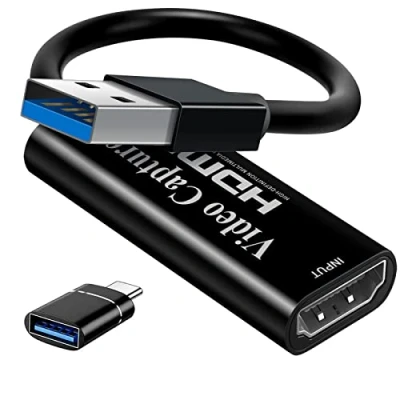 Abbildung von Video Capture Card, Papeaso 4K HDMI to USB Full HD 1080p Device, Game for Editing Video/Games/Streaming/Online Teaching(Black)