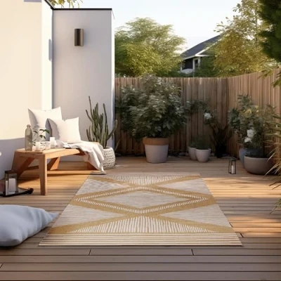Abbildung von ELLE DECORATION Teppich &quot;Rhombus, In und Outdoor&quot;, rechteckig, Flachgewebe, &amp; Outdoor, Modern, Wendeteppich, Balkon, Wohnzimmer