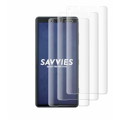 Abbildung von Savvies 4 Stück Full Screen Schutzfolie für Sony Xperia XZ2 Compact Cover Displayschutz Folie [3D Curved, Transparent, Anti Fingerabdruck]