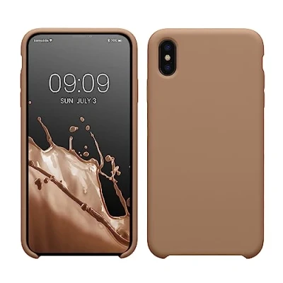Abbildung von kwmobile Hülle kompatibel mit Apple iPhone XS Max Silikon Handy Case Handyhülle weiche Oberfläche kabelloses Laden Cappuccino