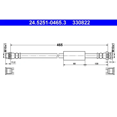 Abbildung von ATE 24.5251 0465.3 Bremsschläuche 465 RENAULT: MASTER 2 Pritsche/Fahrgestell, Kasten, Bus, OPEL: Movano A Kastenwagen