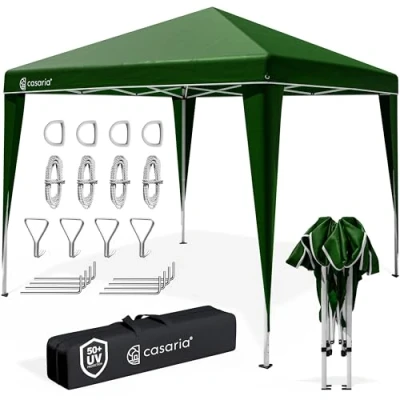 Abbildung von CASARIA® Pavillon Capri 3x3m Pop Up UV Schutz 50+ Wasserdicht Winterfest mit Tasche Faltbar Stabil Camping Garten Faltpavillon Partyzelt Grün