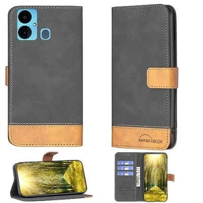 Abbildung von Handyhülle für INOI A151 A63 Gehäuse Kompatibel mit Handytasche Flip Case PU Leder BF011 Wallet Black