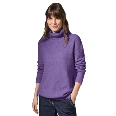 Abbildung von Cecil MIT Rollkragen Strickpullover, Damen, Größe: Medium, Lila