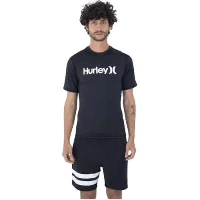 Abbildung von Hurley Herren OAO Quickdry Rashguard Ss Rash Guard Shirt, Schwarz, S 7 9