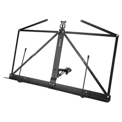 Abbildung von 3x Set McGrey Tischnotenpult faltbar (sehr kompakt, Neigung stufenlos verstellbar, mit Notenklemmen, Metallausführung, inkl. Etui) Schwarz