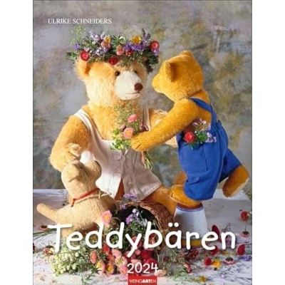 Abbildung von Teddybären Kalender 2024. Foto Wandplaner Mit niedlichen Teddys. Jeden Monat ein liebevoll arrangiertes Bären im Format 30x39 cm. Platz zum Eintragen.