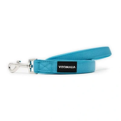 Abbildung von Vitomalia® Hundeleine mit Handschlaufe: 1,20m, Robustes Nylon, weiches Neopren, Silberne Edelstahl Details, rost &amp; nickelfrei ideal für alle Hunde (Türkis)