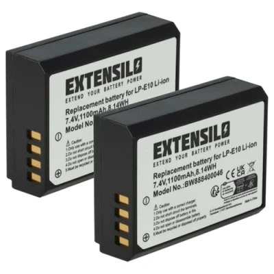 Abbildung von Extensilo passend für Canon EOS 1100D, 2000D, 1200D, 4000D, 1300D, Kiss X70, Kamera Akku Li Ion 1100 mAh (7,4 V)