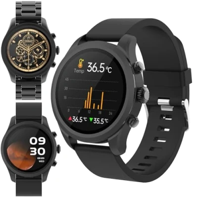 Abbildung von FOREVER Smartwatch Herren Sportband SW 800 Amoled 1,3&quot; 360x360 Bluetooth, Musiksteuerung, Schrittzähler etc. IP68, Fitness Uhr, Herzfrequenzmesser Schwarz
