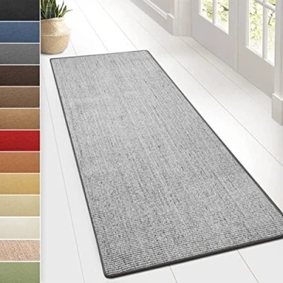 Abbildung von Floordirekt Sisal Teppich Sylt Wohnteppich oder Läufer Hochwertiges Qualitätsprodukt Erhältlich in vielen Farben &amp; Größen Langlebig strapazierfähig (66 x 400 cm, Grau)