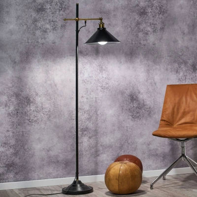 Abbildung von Globo Stehlampe Wohnzimmer Stehleuchte Altmessing schwarz verstellbar 15053S