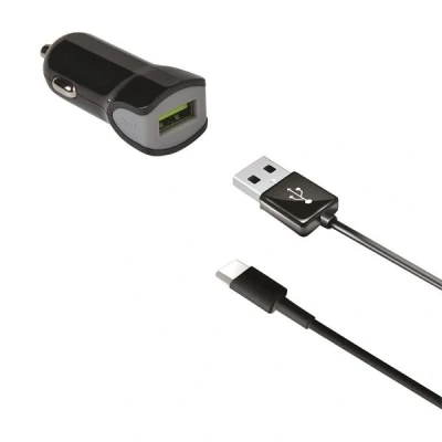 Abbildung von USB Car Charger + C kabel von Celly Schwarz Kunststoff