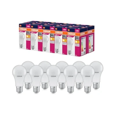 Abbildung von OSRAM LED Star Value Classic A75 Lampe für E27 Sockel, Birnenform, FR, 1055 Lumen, warmweiß (2700K), Ersatz herkömmliche 75W Glühbirnen, nicht dimmbar, 10er Pack