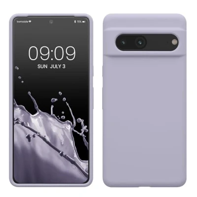 Abbildung von kwmobile Hülle kompatibel mit Google Pixel 7 Silikon Handy Case Handyhülle weiche Oberfläche kabelloses Laden Pastell Lavendel