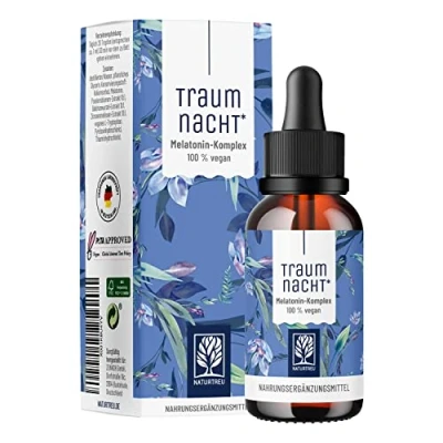 Abbildung von NATURTREU® Traumnacht Melatonin Tropfen 50ml Alternative zu Einschlafspray o. Tabletten mit Baldrian, Passionsblume, Zitronenmelisse Einschlafhilfe Erwachsene bei Jetlag*