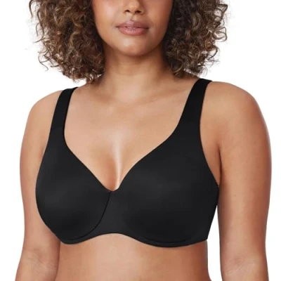 Abbildung von DELIMIRA AISILIN Damen Minimizer BH mit Bügel ohne Polster Vollschalen Große Größen Unterwäsche Schwarz 100B