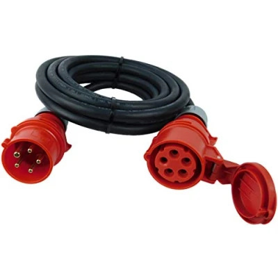 Abbildung von NWP CEE Verlängerung 5m 400V 16A, Schwarz, IP44 5x2,5 mm² H07RN F Gummischlauchleitung, Verlängerungskabel für Baustelle, Industrie, Außenbereich