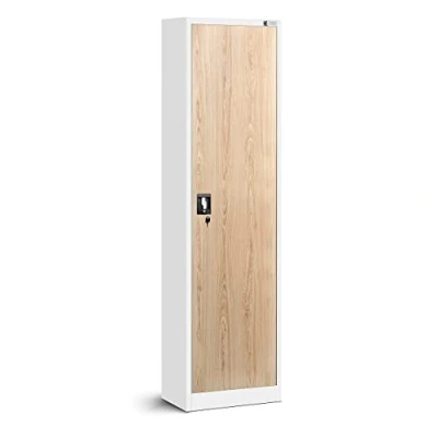 Abbildung von Jan Nowak Aktenschrank Büroschrank Metallschrank Lagerschrank 4 Fachböden Flügeltür Drehgriff Pulverbeschichtung Metall 185 cm x 45 40 (Weiß Holzoptik)