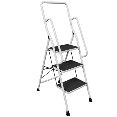 Abbildung von Home Vida Leiter mit Sicherheitshandlauf, 3 Stufen, faltbar, Anti Rutsch Matte zur Sicherheit, sicher, robust