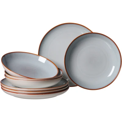 Abbildung von Ritzenhoff &amp; Breker Tafelservice &quot;Teller Set, Geschirr Set Portofino&quot;, (Set, 8 tlg., 4 Teller Flach (Ø 27,5 cm), Tief 23 Reaktivglasur, jedes Stück ein Unikat, Teile, für Personen