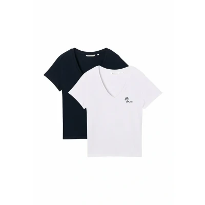 Abbildung von TOM TAILOR Denim V Shirt (Packung, 2 tlg) mit Statement Prints