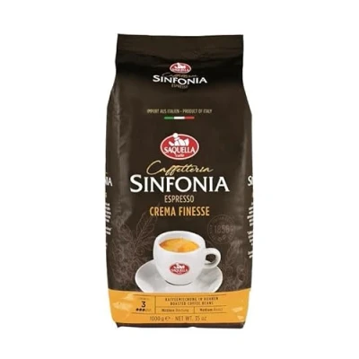 Abbildung von Saquella Espresso Sinfonia Crema Finesse 100% Arabica Direkt Import aus Italien 1 Kg ganze Bohne