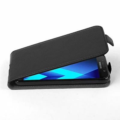 Abbildung von Cadorabo Strukturiertem Kunstleder Flip Entwurf Handyhülle Kompatibel mit Samsung Galaxy A5 2017, Oxid Schwarz