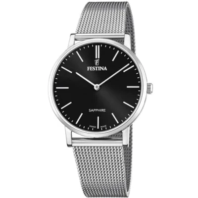 Abbildung von Festina Quarzuhr Herrenuhr Edelstahl silber, (Analoguhr), Herren Armbanduhr rund, Edelstahlarmband Elegant