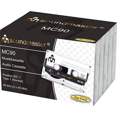 Abbildung von Soundmaster Audiokassette 90 min 5er Set Analoges Diktiergerät