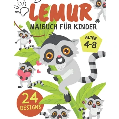 Abbildung von Lemur Malbuch für Kinder: Madagaskar Lemuren Geschenk Jungen und Mädchen Alter 4 8