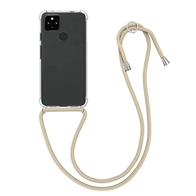 Abbildung von kwmobile Necklace Case kompatibel mit Google Pixel 4a 5G Hülle Silikon Cover Handykette Band Handyhülle Gold