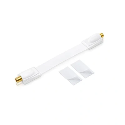 Abbildung von conecto Premium Fensterdurchführung für SAT Kabel koaxial inkl. Klebepads (F Kupplung auf F Kupplung, vergoldet) Klebepads, weiß, 20 cm