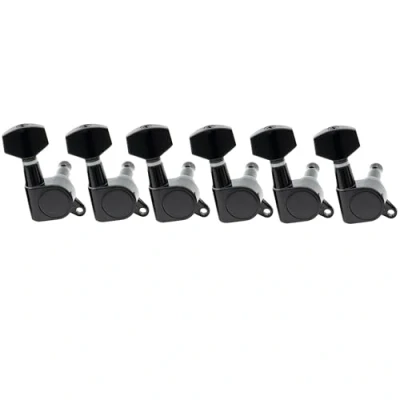 Abbildung von Musiclily Pro 6 in Line Gitarre Tuners Mechaniken Machine Heads Tuning Pegs Set für Strat Tele Style E Gitarre,Schwarz
