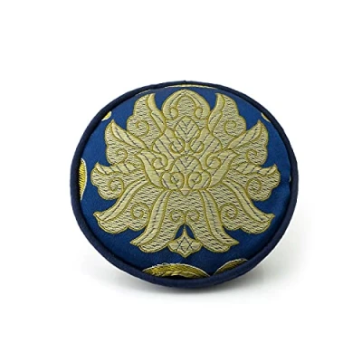 Abbildung von Pad für Klangschalen mit diversen traditionellen Mustern Ø 10 cm in verschiedenen Farben erhältlich (blau)