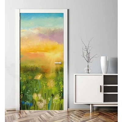Abbildung von MyMaxxi Tür bekleben mit Türtapete Selbstklebend 90x200 Sonnenaufgang verschönern Türfolie Türaufkleber XXL Aufkleber Folie Türposter Türklebefolie Blüte Blume Pflanze Mehrfarbig