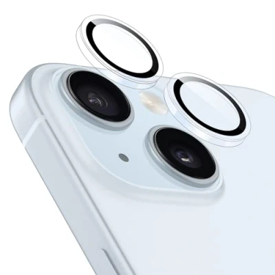 Abbildung von ESR Kamera Schutz für iPhone 15/15 Plus und 14/14 Plus, Armorite Einzel Linsen Schutzfolien, kratzfestes, ultradünnes gehärtetes Glas mit Aluminiumkante, Serie, 1 Stück, Klar