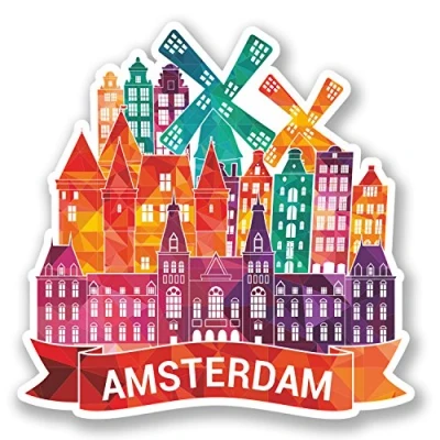 Abbildung von 2 x 10 cm Amsterdam Vinyl Aufkleber für Gepäck, Reiseetikett Niederlande #5783 (10 cm)