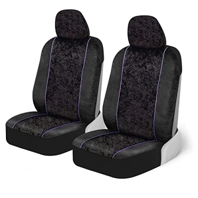 Abbildung von BDK Black Stardust Autositzbezüge, nur Vordersitze Glitzer Muster Vordersitzbezug Set mit passender Kopfstütze, seitloses Design für einfache Installation, universell passend Auto LKW Van und SUV