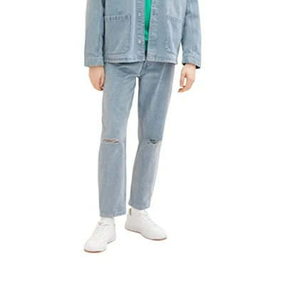 Abbildung von TOM Tailor denim Jeans Loose FIT Straight Leg, Herren, Größe: 28x32, Destroyed bleached blue