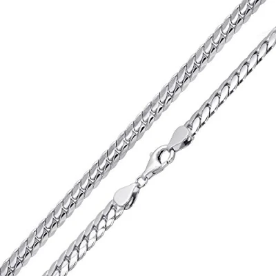 Abbildung von Materia Silberkette Herren Silber Panzerkette massiv breit 6mm K48, 925 Sterling Silber, rhodiniert