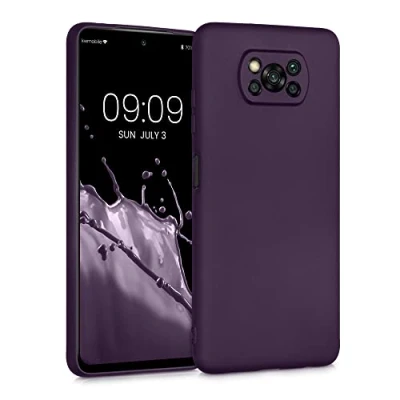 Abbildung von kwmobile Case kompatibel mit Xiaomi Poco X3 NFC/Poco Pro Hülle Schutzhülle aus Silikon metallisch schimmernd Handyhülle Metallic Brombeere