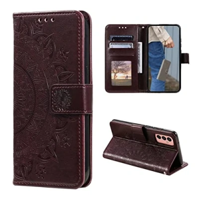 Abbildung von CoverKingz Schutzhülle kompatibel mit Samsung Galaxy A34 5G Handycover Kartenfach Schutztasche Wallet Flip Case klappbar Motiv Mandala Braun
