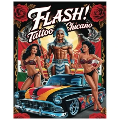 Abbildung von FLASH! Tattoo Chicano: 80 Pages of Authentic and Detailed Chicano Flash Drawings Featuring Classic Modern Designs Inspired by ... Art, Traditional Mexican Symbolism