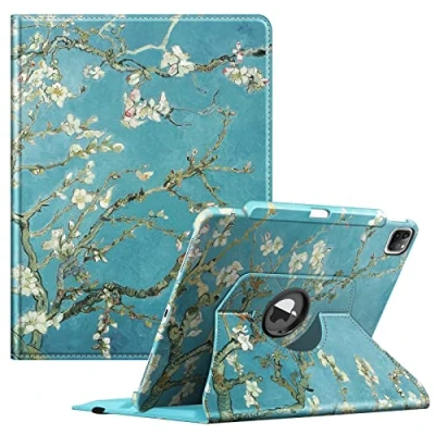 Abbildung von Fintie Drehbare Schutzhülle für iPad Pro 32.8 cm (12.9 Zoll) 5. Generation 2021, 360 Grad drehbar, mit Stifthalter, auch 4. / 3. Generation, Blossom