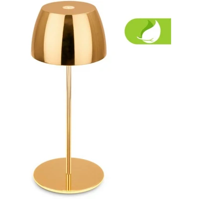Abbildung von BRILONER Mini LED Tischlampe kabellos IP44 mit Touch, stufenlos dimmbar, Akku &amp; Lichtquelle tauschbar, Nachttischlampe, Wohnzimmer, Lampe, Tischleuchte, 8x20 cm (DxH), Gold glänzend