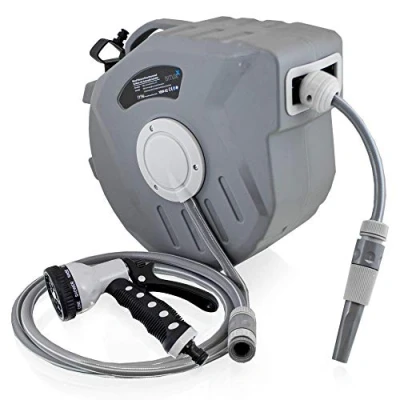 Abbildung von Bituxx Wand Wasser Schlauchtrommel Schlauchaufroller Wasserschlauchaufroller Schlauchbox Automatik (20 m + Multi Schlauchpistole)
