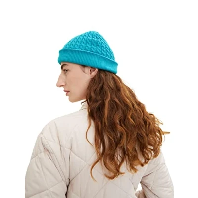 Abbildung von TOM TAILOR Damen Basic Strickmütze 1032648, 30014 Teal Blue, ONESIZE