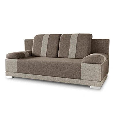 Abbildung von Sofa mit Schlaffunktion Imola Schlafsofa Bettkasten, Couch, Bettsofa, Polstersofa, Klappsofa, Sofagarnitur (Beige (Sawana 02 + Sawana 27))